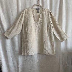 Kate Hill Casual Vintage Linen & Silk Tunic Shirt